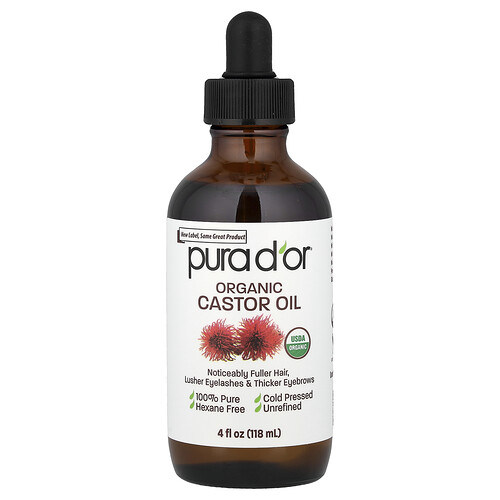 Pura D'or, Aceite de ricino orgánico profesional, 118 ml (4 oz. Líq.)