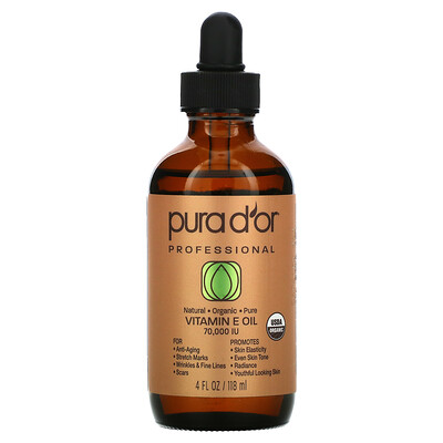 Pura D'or Professional, Vitamin E Oil, 70,000 IU, 4 fl oz (118 ml)