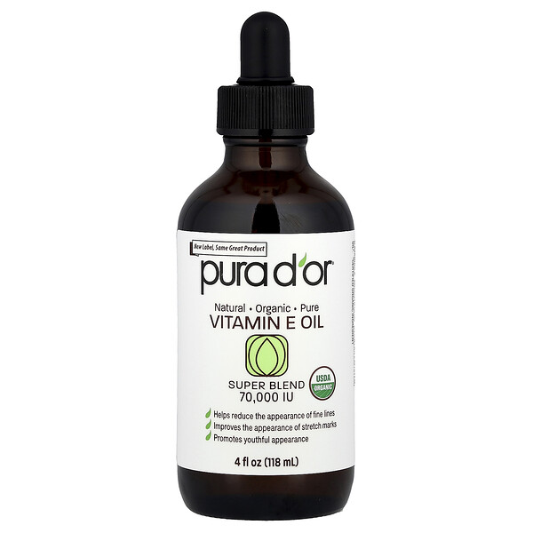 Pura D'or Vitamin E Oil, 4 fl oz (118 ml)