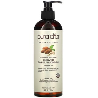 Pura D'or, Professional, Organic Sweet Almond Oil, Bio-Mandelöl, 473 ml (16 fl. oz.)