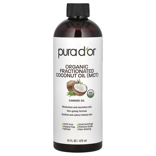 Pura D'or Organic Fractionated Coconut Oil (MCT), 16 fl oz (473 ml)