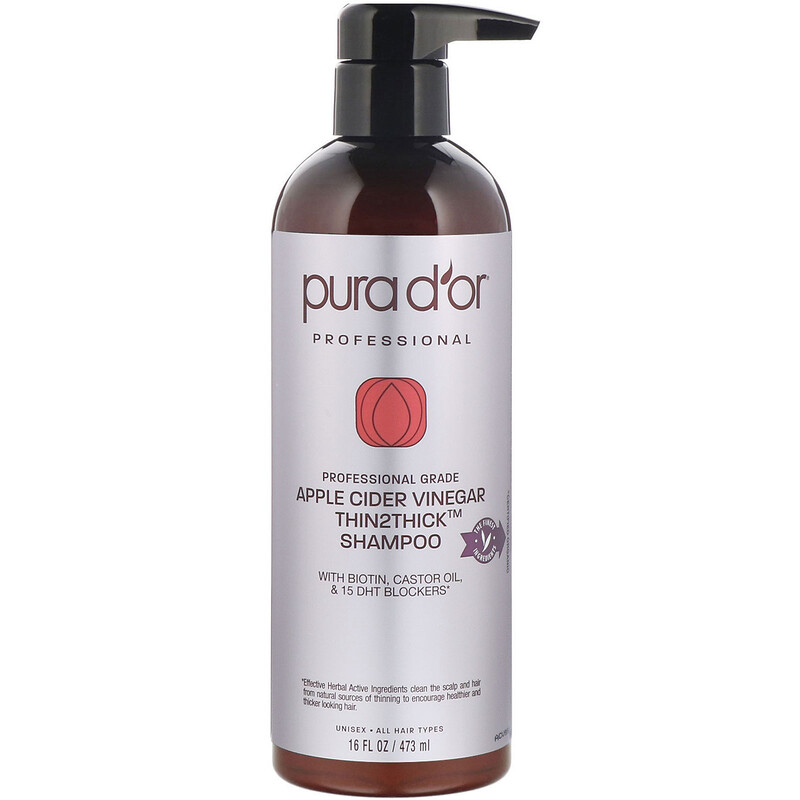 Pura D'or, Professional, Apple Cider Vinegar, Thin2Thick, Shampoo, 16