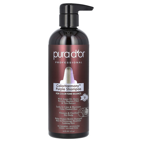 Pura D'or Professional, ColorHarmony Purple Shampoo, 16 fl oz (473 ml)
