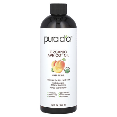 Pura D'or Organic Apricot Oil 16 fl oz (473 ml)