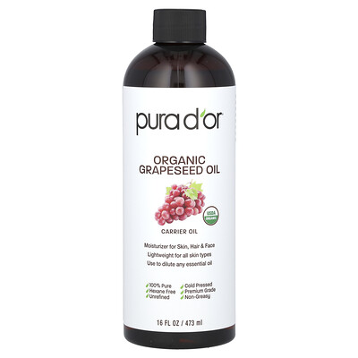 Pura D'or  Organic Grapeseed Oil  16 fl oz (473 ml)