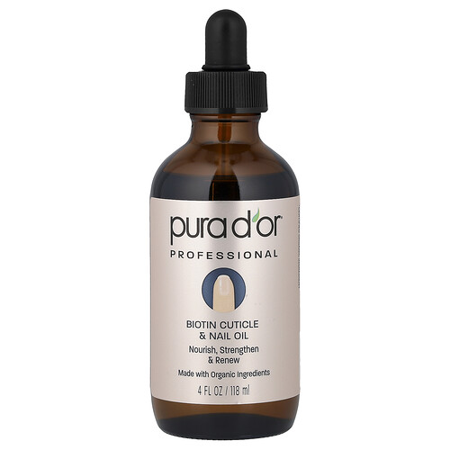 Pura D'or, Professional, Organic Biotin Cuticle & Nail Oil, Bio-Biotin-Nagelhaut- und Nagelöl, 118 ml (4 fl. oz.)