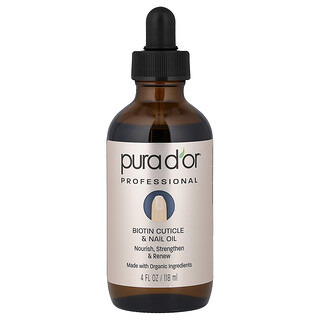 Pura D'or, Professional, Organic Biotin Cuticle & Nail Oil, Bio-Biotin-Nagelhaut- und Nagelöl, 118 ml (4 fl. oz.)