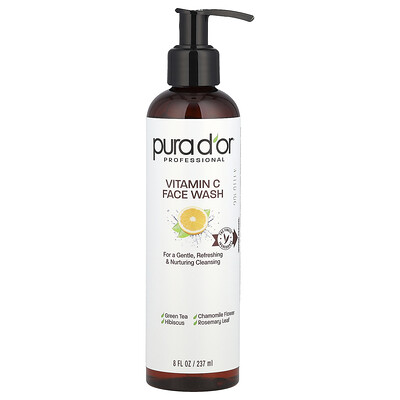 Pura D'or, Professional, Jabón líquido facial con vitamina C, 237 ml (8 oz. líq.)