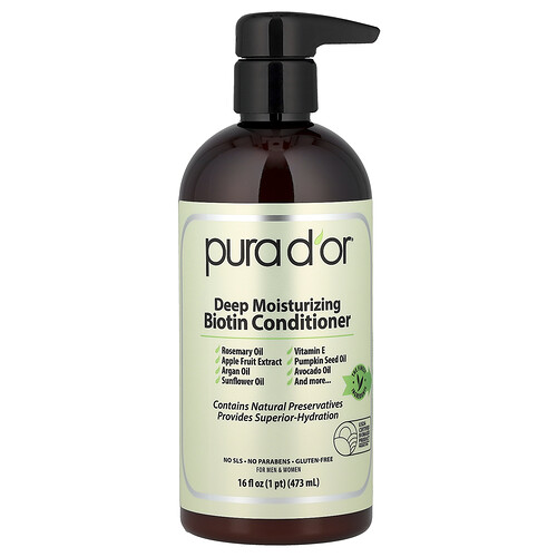 Pura D'or Deep Moisturizing Biotin Conditioner, 16 fl oz (473 ml)
