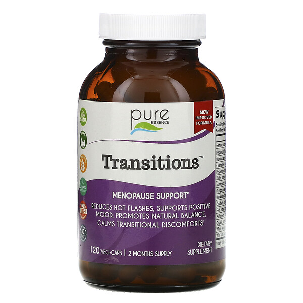 Pure Essence‏, Transitions, Menopause Support, 120 Vegi-Caps