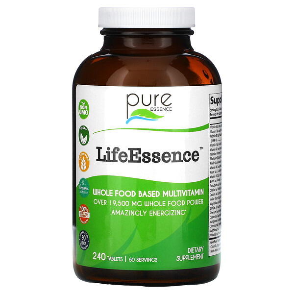 Pure Essence‏, LifeEssence, מולטי-ויטמין מבוסס על מזון מלא, 240 טבליות