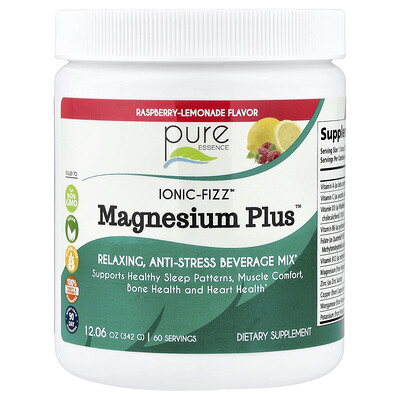 Pure Essence, lonic-Fizz™, Magnesium Plus™, Limonada de frambuesa, 342 g (12,06 oz)
