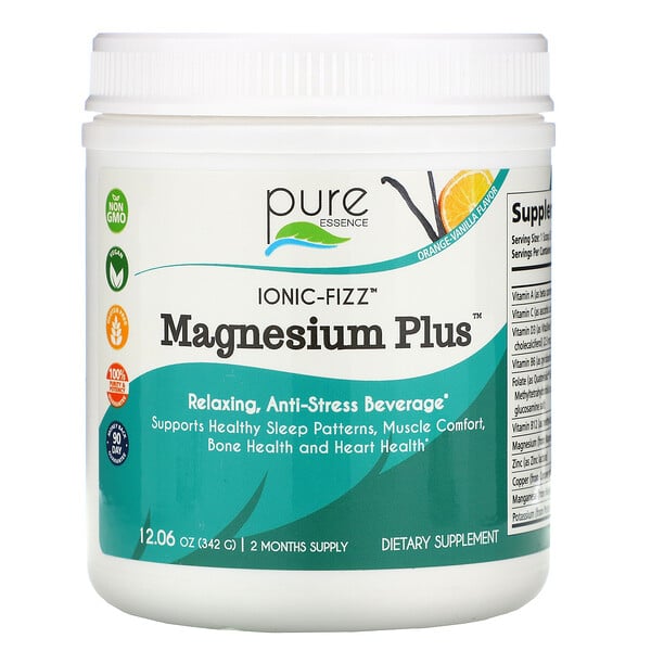 Pure Essence, Ionic-Fizz Magnesium Plus, Orange-Vanilla, 12.06 oz (342 ...