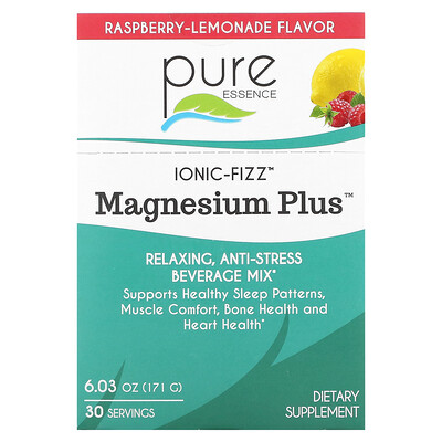 

Pure Essence Ionic-Fizz Magnesium Plus Raspberry Lemonade 30 Packets 0.2 oz (5.7 g) Each