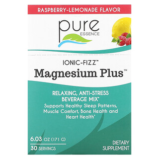 Pure Essence, Ionic-Fizz, Magnesium Plus, малиновый лимонад, 30 пакетиков по 0,2 унции (5,7 г) каждый