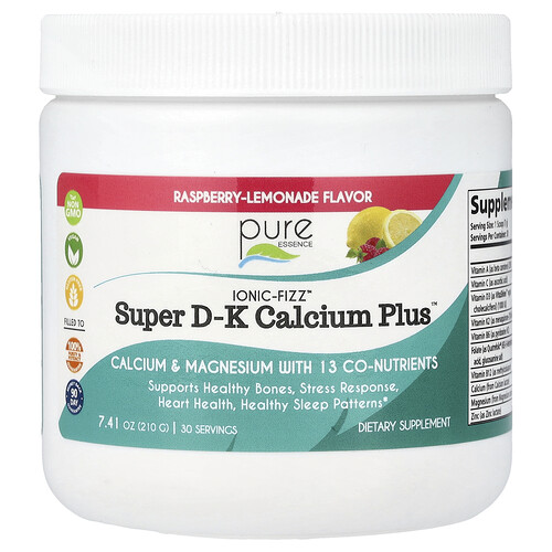 Pure Essence, lonic-Fizz™, Super DK Calcium Plus™, Himbeer-Limonade, 210 g (7,41 oz.)