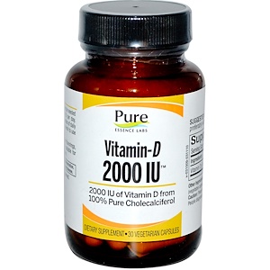 Pure Essence, Витамин-D, 2000 МЕ, 30 вегетарианских капсул