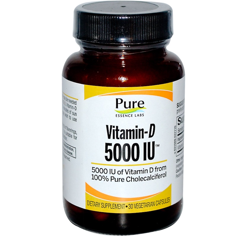 Pure Essence, VitaminD, 5000 IU, 30 Veggie Caps iHerb