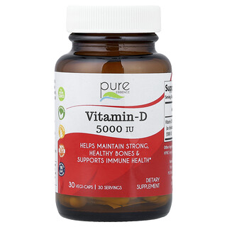 Pure Essence, Witamina D, 5000 j.m., 30 kapsułek roślinnych