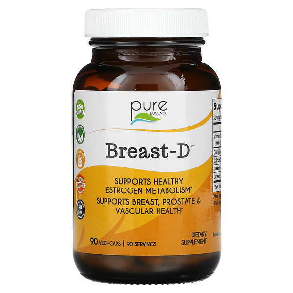 Pure Essence‏, Breast-D, Supports Breast, Prostate & Vascular Health, 90 Vegetarian Capsules