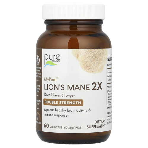 Pure Essence MyPure™, Lion's Mane 2X, 500 mg, 60 Vegi-Caps