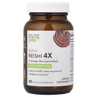 بيور إسانس‏, MyPure ، فطر الريشي 4X ، 60 كبسولة نباتية