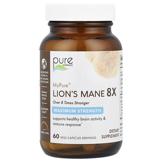 Pure Essence, MyPure™, soplówka jeżowata 8x, maksymalna siła działania, 60 kapsułek roślinnych