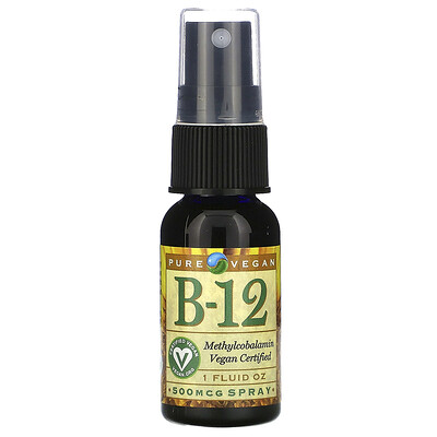 Pure Vegan Спрей с B-12, 500 мкг, 1 жидкая унция