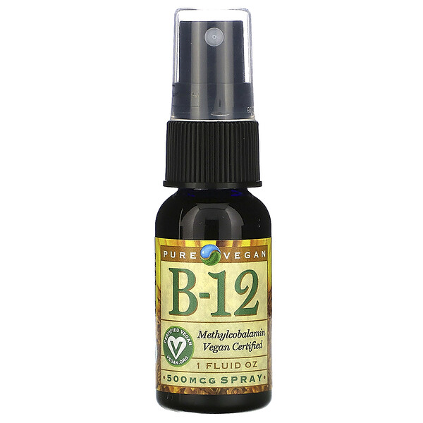 Pure Vegan, B-12, Spray, 500 Mcg, 1 Fl Oz - IHerb