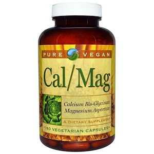 Отзывы о Пуре Веган, Cal/Mag, 180 Vegetarian Capsules