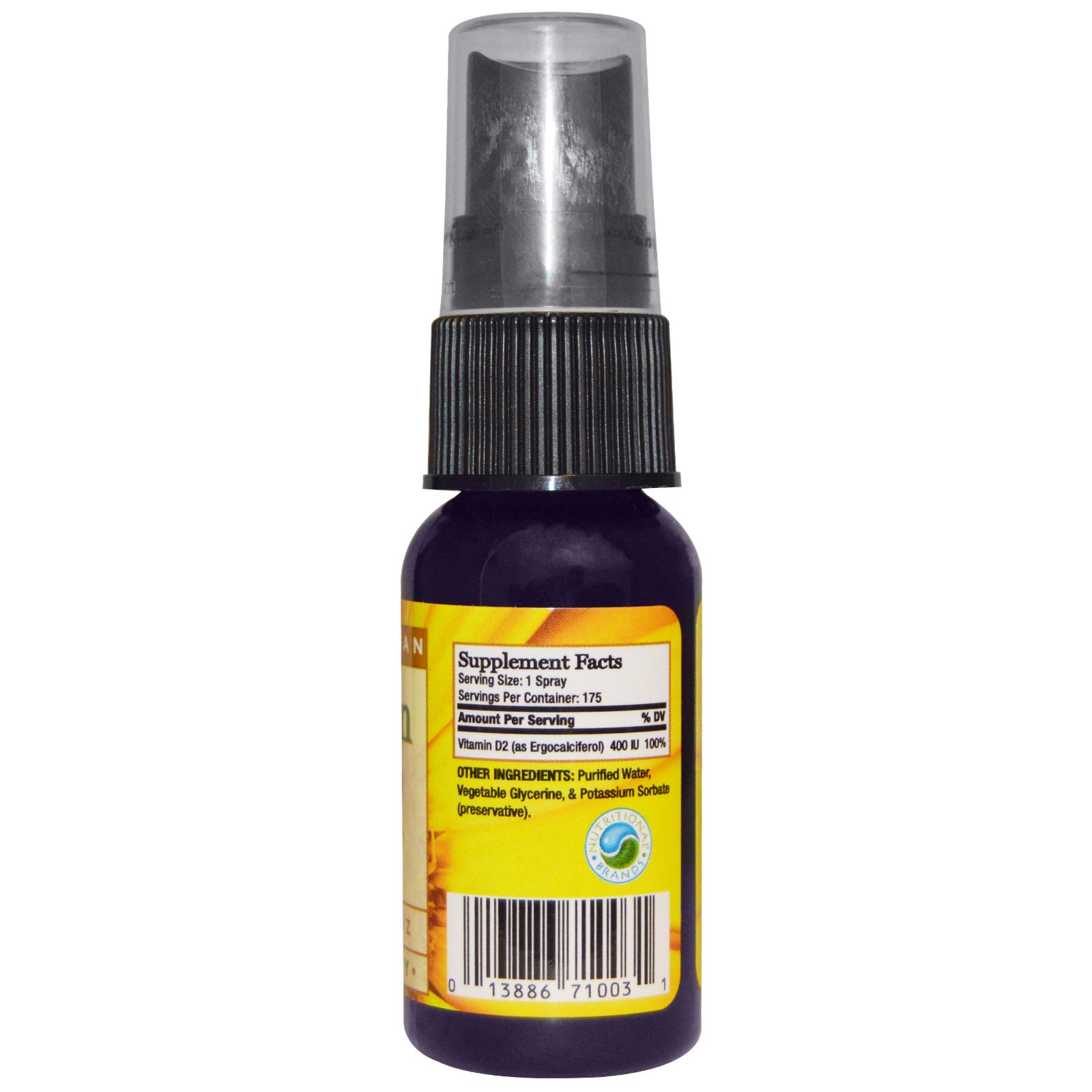 Pure Vegan, Vitamin D2, Spray, 400 IU, 1 fl oz