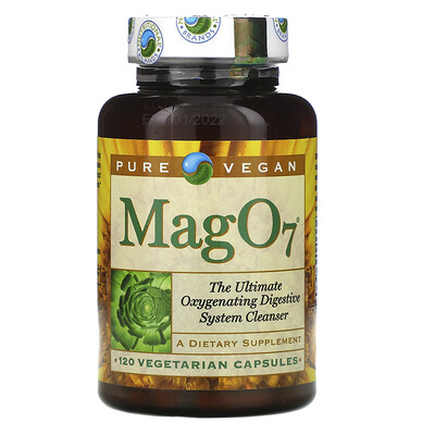 Pure Vegan Mag 07, высокоэффективное окисляющее средство для очистки пищеварительной системы, 120 вегетарианских капсул