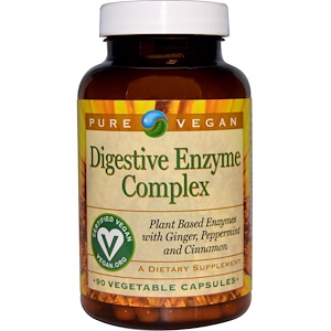 Pure Vegan, Пищеварительный ферментный комплекс, 90 вегетарианских капсул