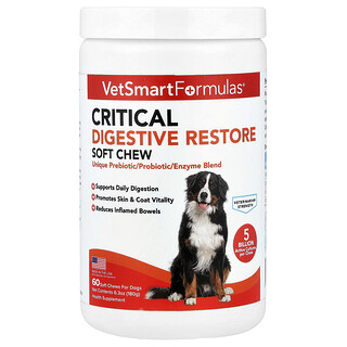 VetSmart Formulas, Critical Digestive Restore Soft Chew, weiches Kau-Snack für Hunde, 60 weiche Kau-Snacks, 180 g (6,3 oz.)