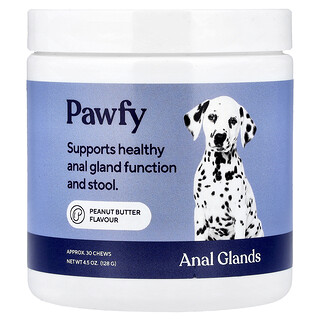 Pawfy, Anal Drüsen, ab 6 Monaten, Erdnussbutter, 30 Kau-Snacks, 128 g (4,5 oz.)