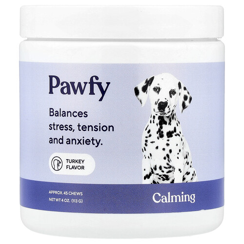 Pawfy Успокаивающее для собак для детей старше 6 месяцев для индейки прибл. 45 жевательных таблеток 113 г (4 унции)