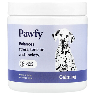 Pawfy, Calming, For Dogs, Beruhigungsmittel für Hunde, ab 6 Monaten, Truthahn, ca. 45 Kau-Snacks, 113 g (4 oz.)