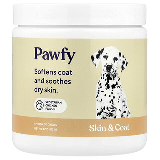 Pawfy, Skin & Fell, für Hunde, vegetarisches Huhn, ca. 30 Kau-Snacks, 113 g (4 oz.)