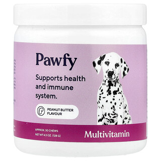 Pawfy, Multivitamin, für Hunde, ab 6 Monaten, Erdnussbutter, 30 Kau-Snacks, 128 g (4,5 oz.)