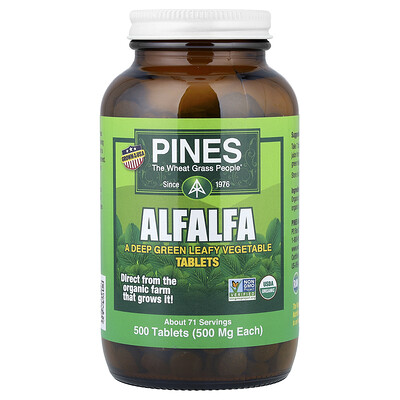 Pines International, Alfalfa, 500 mg, 500 Tablets
