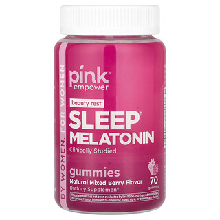 Pink, Sleep Melatonin Gummies, Natural Mixed Berry, 70 Gummies