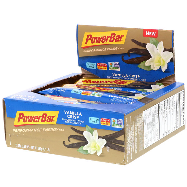 PowerBar, Performance Energy Bar, Vanilla Crisp, 12 Bars, 2.29 oz (65 g