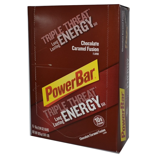 PowerBar, Triple Threat, Long Lasting Energy Bar, Chocolate Caramel Fusion, 15 Bars, 1.94 oz (55 g) Each (Discontinued Item) 