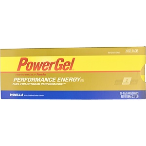 Отзывы о Повер Бар, PowerGel, Vanilla, No Caffeine, 24 Gel Packs, 1.44 oz (41 g) Each