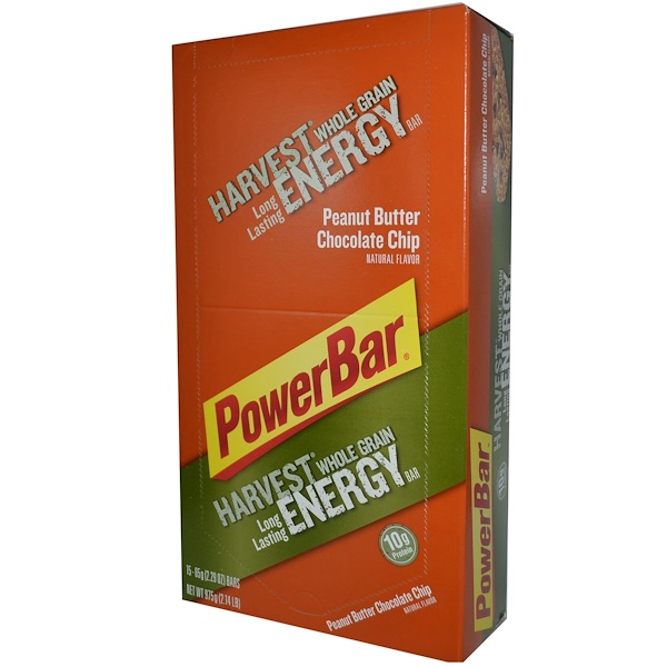 PowerBar, Harvest, Long Lasting Energy Bar, Peanut Butter Chocolate Chip, 15 Bars, 2.29 oz (65 g) Each (Discontinued Item) 
