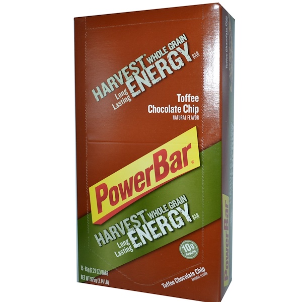 PowerBar, Harvest Whole Grain Long Lasting Energy Bar, Toffee Chocolate Chip, 15 Bars, 2.29 oz (65 g) Each (Discontinued Item) 