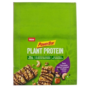PowerBar, Plant Protein, Dark Chocolate Salted Caramel Cashew, 15 Bars, 1.76 oz (50 g) Each