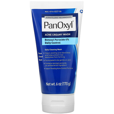 PanOxyl Крем для умывания от угрей, ежедневный контроль с 4% перекисью бензоила, 6 унций (170 г)
