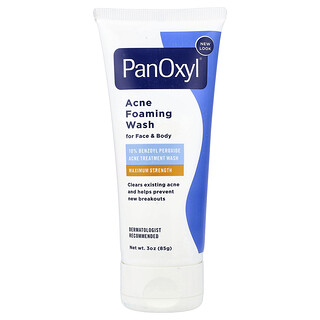 PanOxyl, Espuma de limpieza contra el acné para el rostro y el cuerpo, Concentración máxima, 85 g (3 oz)