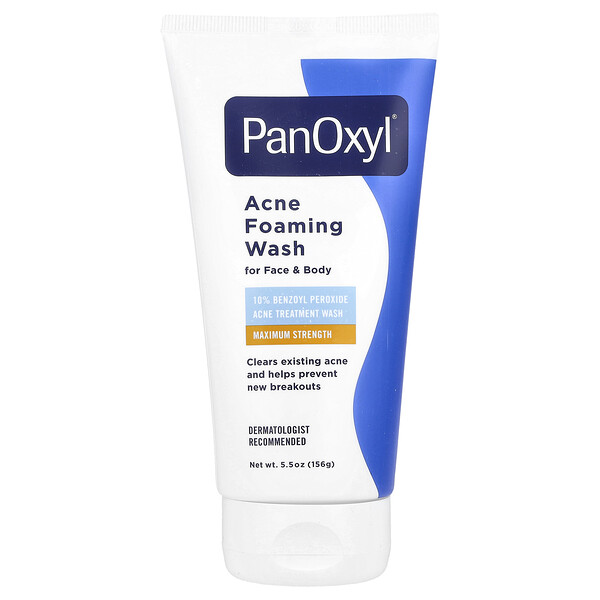 PanOxyl Acne Foaming Wash, For Face & Body, Maximum Strength, 5.5 oz (156 g)